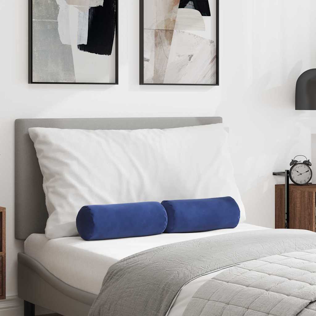 vidaXL Perne Bolster 2 pcs Albastru Poliție Ø 15 x 40 cm