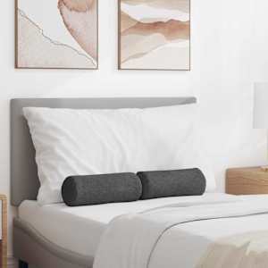 Polštáře 2 pcs Tmavě šedá Ø 15 x 40 cm Žebrovaná látka - obrázek 1