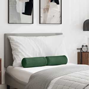 Blazine 2 pcs Temno zelena Ø 15 x 40 cm Žametna tkanina