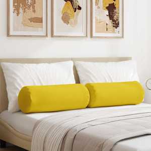 Polštáře 2 pcs Světlá žlutá Ø 25 x 70 cm textil - obrázek 1