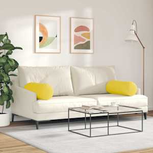 Polštáře 2 pcs Světlá žlutá Ø 25 x 70 cm textil - obrázek 4