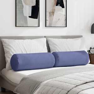 Polštáře 2 pcs Modrá džínovina Ø 25 x 70 cm textil - obrázek 1