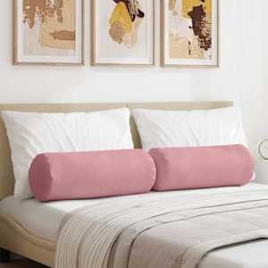 Polštáře 2 pcs Růžová Ø 25 x 70 cm Žebrovaná látka - obrázek 1