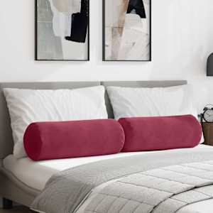 Polštáře 2 pcs Víno Červené Ø 25 x 70 cm Žebrovaná látka - obrázek 1