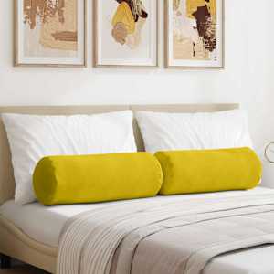 Polštáře 2 pcs Žlutá Ø 25 x 70 cm Žebrovaná látka - obrázek 1