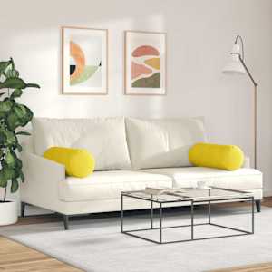 Polštáře 2 pcs Žlutá Ø 25 x 70 cm Žebrovaná látka - obrázek 4