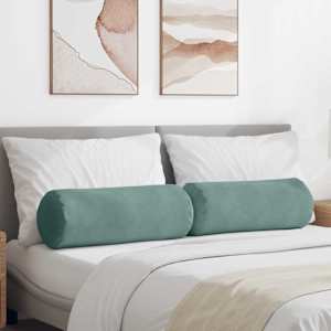 Polštáře 2 pcs Mořská zelená Ø 25 x 70 cm Žebrovaná látka - obrázek 1