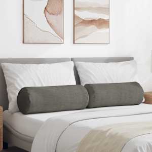 Polštáře 2 pcs Světle šedá Ø 25 x 70 cm Žebrovaná látka - obrázek 1