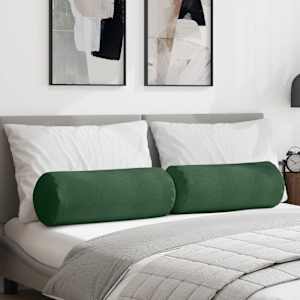 Polštáře 2 pcs Tmavě zelená Ø 25 x 70 cm Žebrovaná látka - obrázek 1