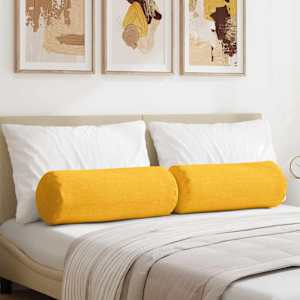 Polštáře 2 pcs Světlá žlutá Ø 25 x 70 cm Žebrovaná látka - obrázek 1
