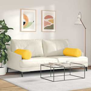 Polštáře 2 pcs Světlá žlutá Ø 25 x 70 cm Žebrovaná látka - obrázek 4