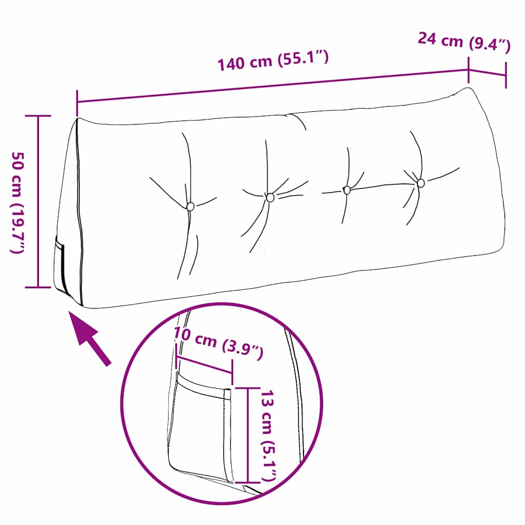 Perna pentru spate Roz 140 x 24 x 50 cm țesătură [10]