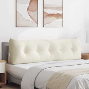 Polštář na záda Krémová 160 x 24 x 50 cm samet - obrázek 1