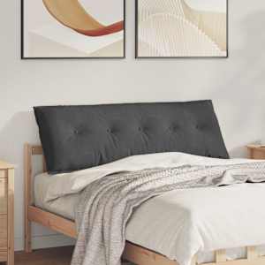 Polštář na záda Tmavě šedá 140 x 50 cm Žebrovaná látka - obrázek 1