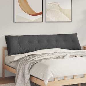 Polštář na záda Tmavě šedá 200 x 50 cm Žebrovaná látka - obrázek 1