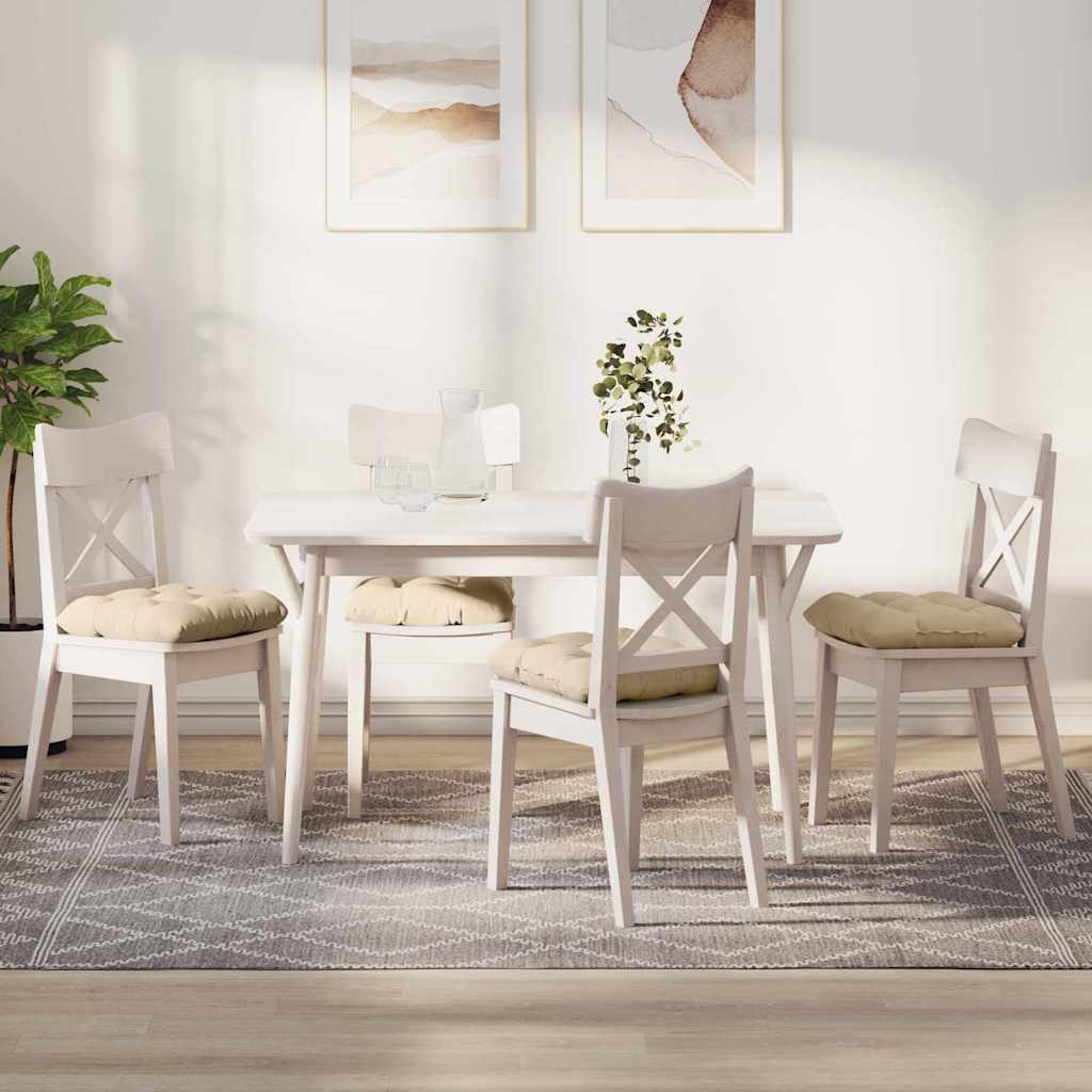 Casă & grădină - Perne de Șezut 4 pcs Crem 40 x 40 cm Țesătură din microfibră