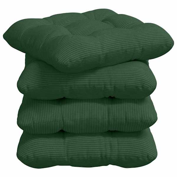vidaXL Istumispatjad 4 tk Korter kangas Tumeroheline 40 x 40 cm