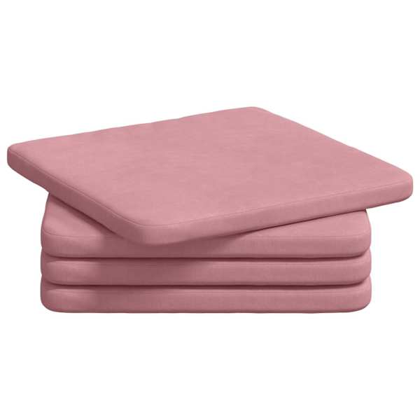 vidaXL Istumispatjad 4 tk Samet Roosa 40 x 40 x 3 cm