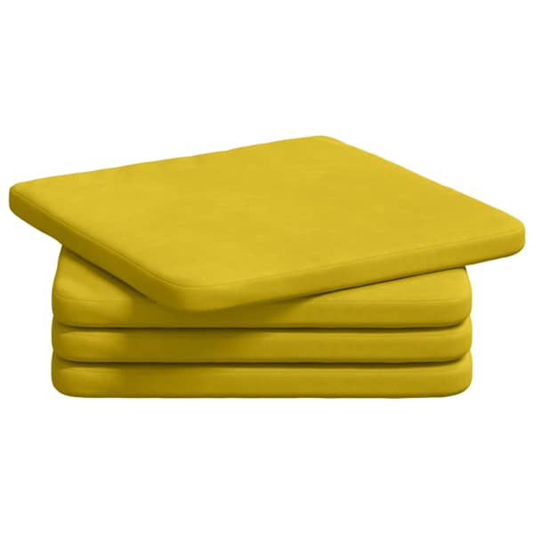 vidaXL Istumispatjad 4 tk Samet Kollane 40 x 40 x 3 cm