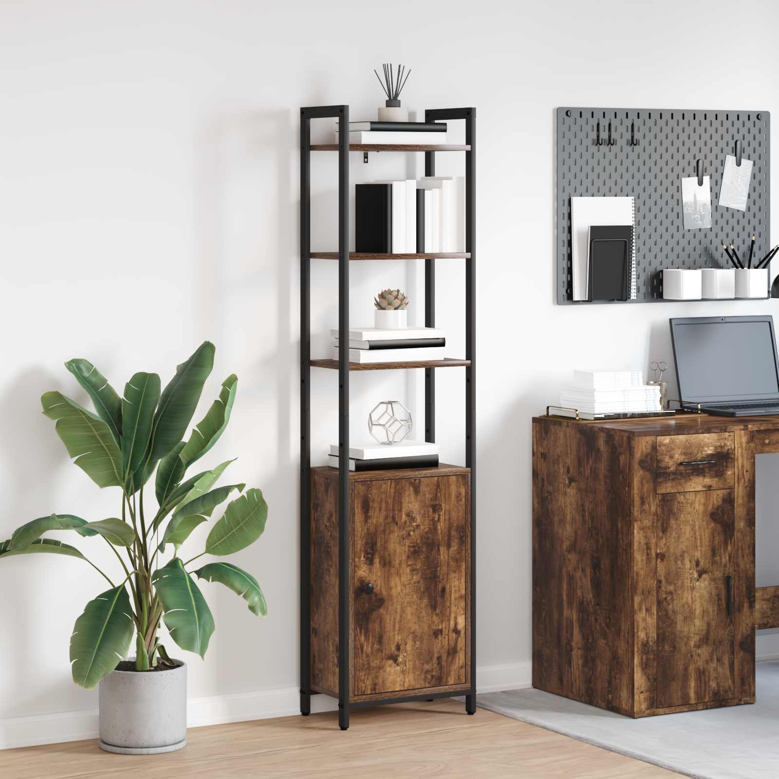 vidaXL Dulap pentru cărți Stejar fumuriu 40 x 24 x 161 cm
