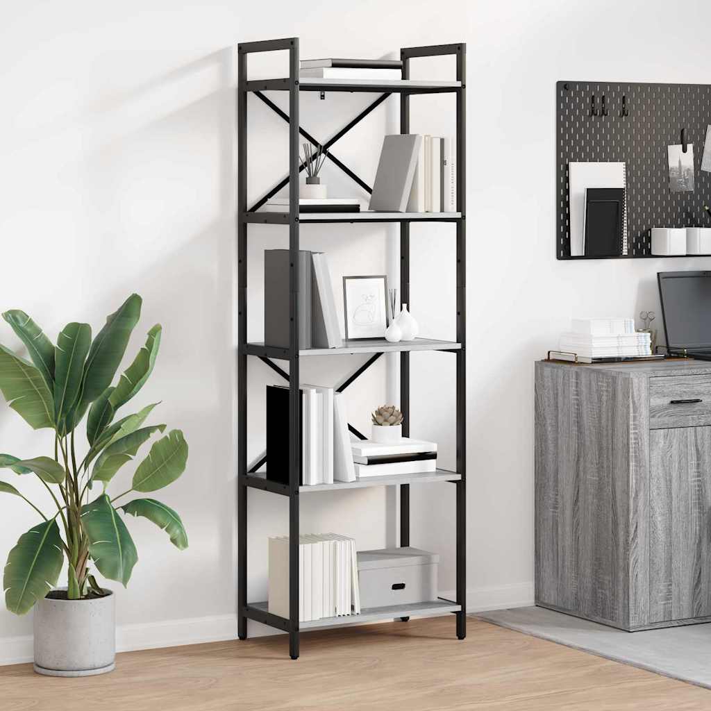 vidaXL Raft pentru cărți Gri Sonoma 56 x 34 x 171 cm Lemn compozit