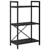 vidaXL Raamatukapp 3 tasandit 56 x 34 x 96 cm Tehispuit Must tamm