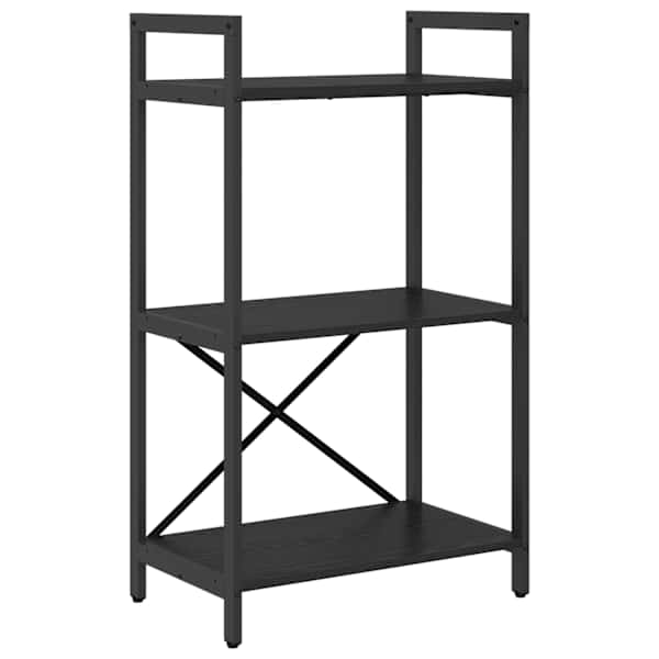 vidaXL Raamatukapp 3 tasandit 56 x 34 x 96 cm Tehispuit Must tamm