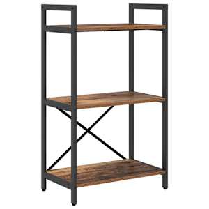 vidaXL Raamatukapp 3 tasandit 56 x 34 x 96 cm Tehispuit Vana puit