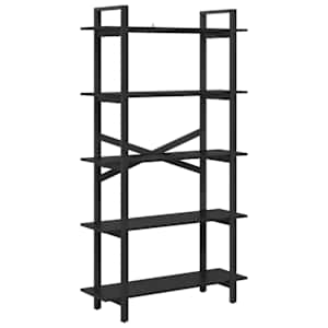 vidaXL Raamatukapp 5 tasandit 100 x 33,5 x 178 cm Tehispuit Must tamm