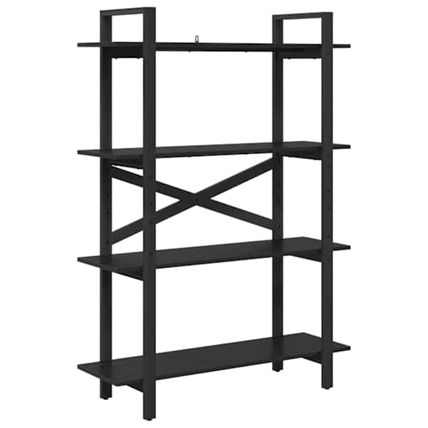 vidaXL Raamatukapp 4 tasandit 100 x 33,5 x 140 cm Tehispuit Must tamm