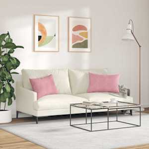Pohovkové polštáře 2 pcs Růžová 60 x 40 cm Žebrovaná látka - obrázek 4