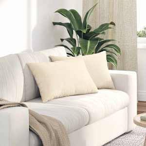 Pohovkové polštáře 2 pcs Krémová 60 x 40 cm Žebrovaná látka - obrázek 1