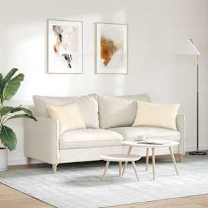 Pohovkové polštáře 2 pcs Krémová 60 x 40 cm Žebrovaná látka - obrázek 4