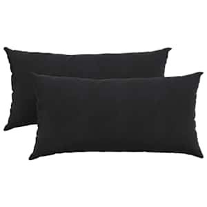Pohovkové polštáře 2 pcs Černá 80 x 40 cm Žebrovaná látka - obrázek 2