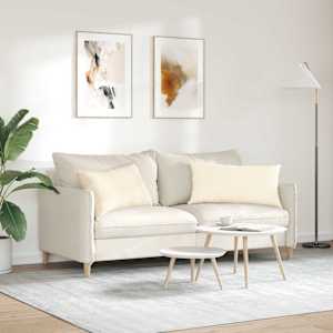 Pohovkové polštáře 2 pcs Krémová 80 x 40 cm Žebrovaná látka - obrázek 4