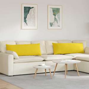 Pohovkové polštáře 2 pcs Světlá žlutá 120 x 40 cm textil - obrázek 1