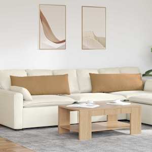 Pohovkové polštáře 2 pcs Hnědá 120 x 40 cm Žebrovaná látka - obrázek 1