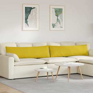 Pohovkové polštáře 2 pcs Žlutá 145 x 40 cm Žebrovaná látka - obrázek 1