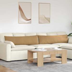 Pohovkové polštáře 2 pcs Hnědá 145 x 40 cm Žebrovaná látka - obrázek 1