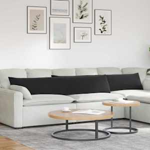 Pohovkové polštáře 2 pcs Černá 200 x 40 cm Žebrovaná látka - obrázek 1