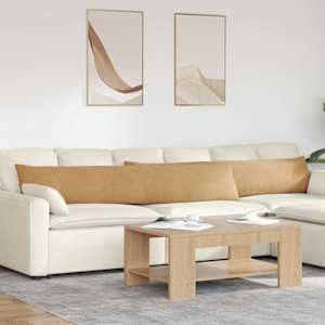 Pohovkové polštáře 2 pcs Hnědá 200 x 40 cm Žebrovaná látka - obrázek 1