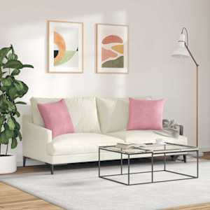 Pohovkové polštáře 2 pcs Růžová 45 x 45 cm Žebrovaná látka - obrázek 4