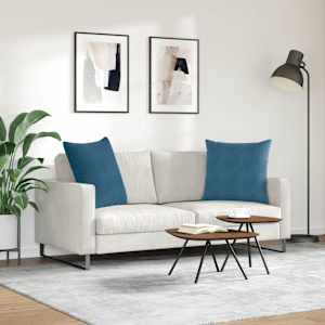 Pohovkové polštáře 2 pcs Modrá 60 x 60 cm Žebrovaná látka - obrázek 4