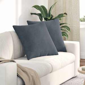 Pohovkové polštáře 2 pcs Tmavě šedá 60 x 60 cm Žebrovaná látka - obrázek 1