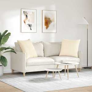 Pohovkové polštáře 2 pcs Krémová 60 x 60 cm Žebrovaná látka - obrázek 4