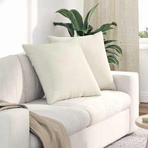 Pohovkové polštáře 2 pcs Krémová 80 x 80 cm Žebrovaná látka - obrázek 1