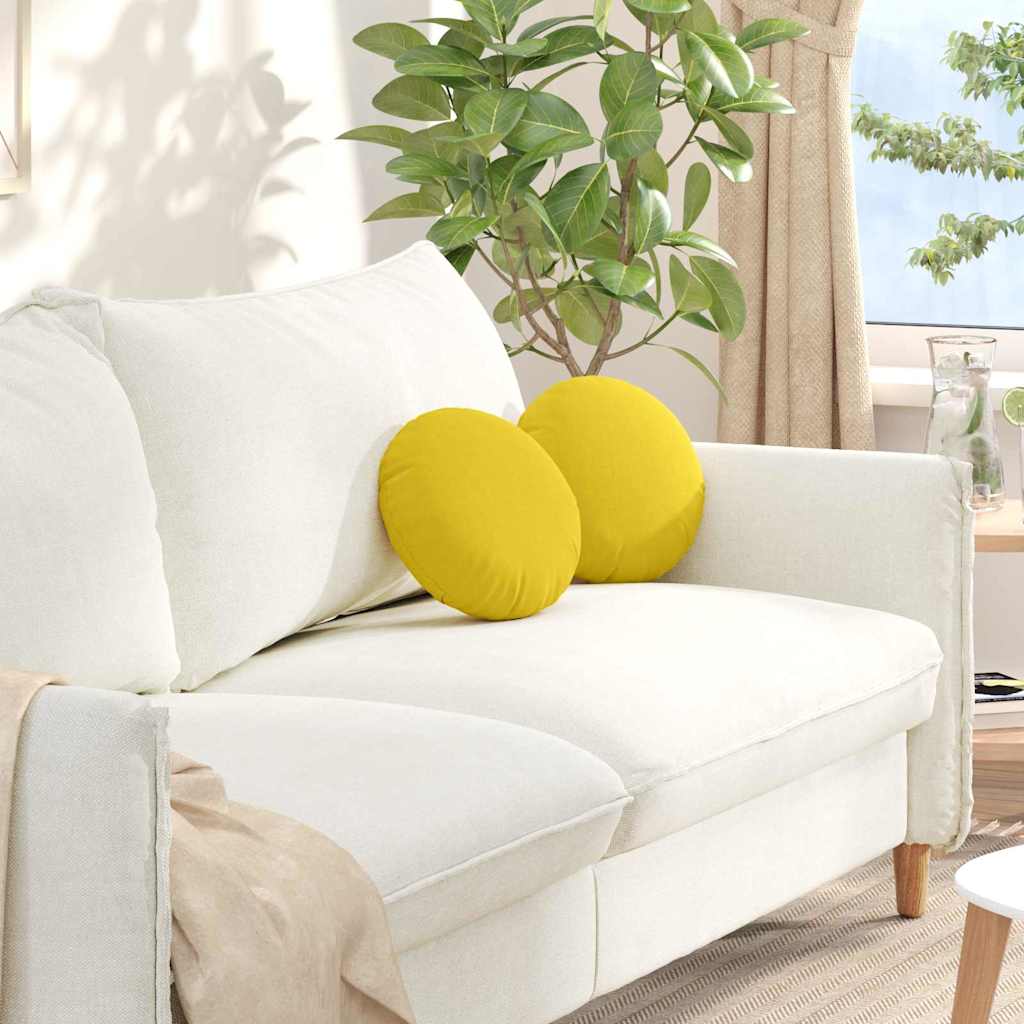 vidaXL Perne de Șezut 2 pcs Galben Deschis Ø30 x 13 cm țesătură