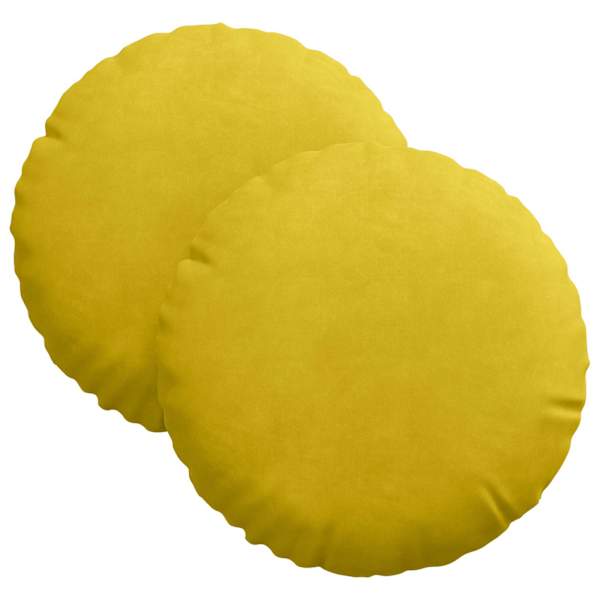 vidaXL Istumispatjad 2 tk Samet Kollane &Oslash;30 x 13 cm