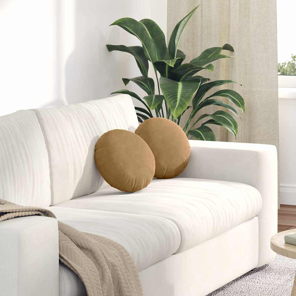  Perne pentru scaune & canapele - Perne de Șezut 2 pcs Maro Ø 40 x 13 cm Catifea