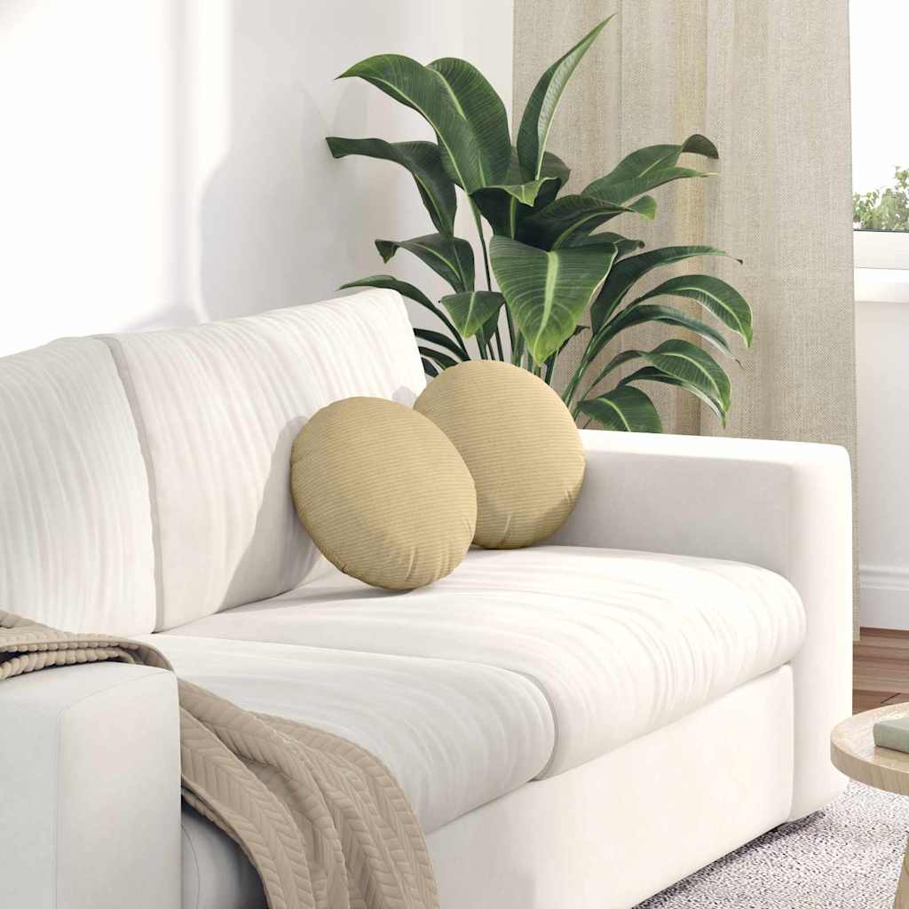 Casă & grădină - Perne de Șezut 2 pcs Gri Verde Ø 30 cm Țesătură din corduroy